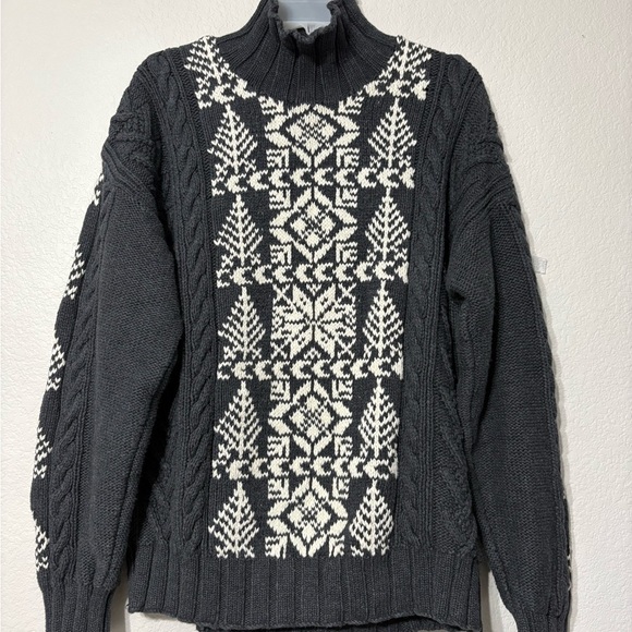 Nautica Other - Vintage Hand Knit Men’s Heavyweight Nautica Charcoal Gray/Cream Cableknit Sweate